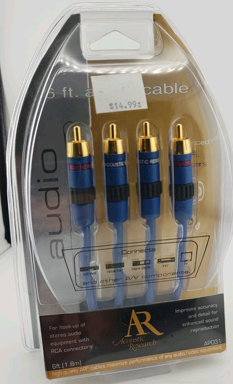 Vintage NOS Acoustic Research Stereo RCA Audio Cables 6ft AP031 Sealed 2002